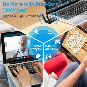 3.0 USB Dual Band 5GHz 1300Mbps a lungo raggio adattatore WIFI Wireless Dongle di rete - Product Image 4