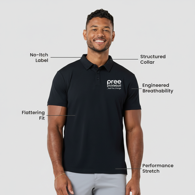 Men Pickleball Performance for Shirt 220g Woven Breathable Stretch Short Sleeve Collared Sport Tee Custom Logo Corporate Team