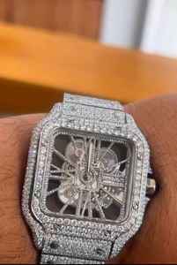 Reloj de Acero con Incrustaciones de Moissanita - Movimiento Esqueleto - Pasa el Test de Diamantes VVS - Product Image 3