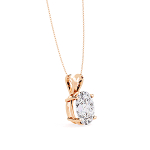 Pendentif solitaire en diamant de laboratoire ovale 2,5 carats, or massif 18 carats, bijoux fins pour femme, chaîne assortie incluse - Product Image 4