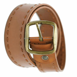 Super Product handmade <b>Tan</b> Genuine <b>Leather</b> casual <b>belt</b> for unisex with hand stitching and changeable antique buckle set - Product Image 6