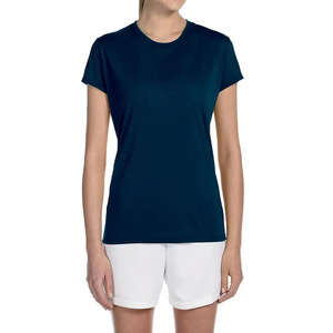Camiseta de Manga Corta para Mujer, Cuello Redondo, Color Azul Marino, 100% Algodón, Transpirable, Color Sólido, Uso Casual, Secado Rápido, en Venta Online - Product Image 1