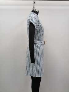 Vestido Camisero de Verano a Rayas 100% Algodón Transpirable con Cinturón, Cuello Camisero, Manga Corta, Largo hasta la Rodilla, Informal, para Uso Diario, Tejido, Primavera - Product Image 3