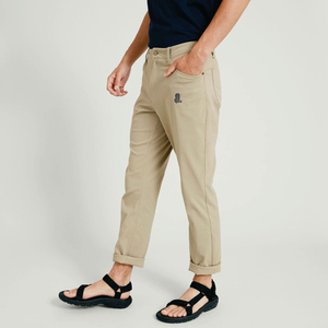 Men's Lightweight Cotton Oxford Trousers Mid Waist Casual Plain Dyed Breathable <b>Summer</b> <b>Pants</b> with Pockets Right Leg Logo - Product Image 4