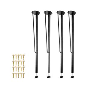 Set da 4 gambe per scrivania a forcina da 28 pollici, stile rustico/fai da te, per uso scolastico, con 3 barre in ferro e piedini in gomma nera - Product Image 1