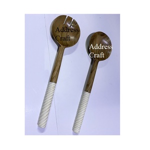 2026 Hot Selling Wooden Salad <b>Server</b> Set With Decorative Handle Kitchenware Acacia Wood Utensils Cutlery Salad Spoon <b>Food</b> <b>Server</b> - Product Image 6