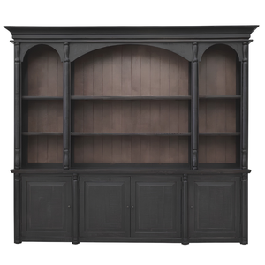 Étagère de présentation en teck massif de qualité supérieure avec étagères ouvertes cintrées, armoire de rangement en bois et compartiments à portes inférieures - Product Image 1