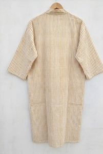 ชุดกิโมโนผ้าฝ้ายพิมพ์ลายบล็อกสไตล์โบฮีเมียนสำหรับผู้หญิง คอตั้ง เรียบลื่น ใส่ได้ทั้งฤดูร้อน ฤดูใบไม้ร่วง ฤดูใบไม้ผลิ เหมาะสำหรับใส่คลุมชุดไปทะเล - Product Image 3