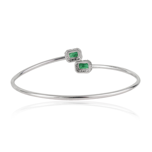 Bracelet ouvert ajustable en argent sterling 925 massif, émeraude naturelle et diamant, best-seller, pour femme, bijoux de tous les jours - Product Image 6