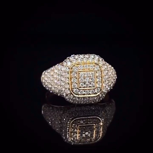 แหวนดอกไม้ประดับเพชรแบบ Iced Out เงินแท้ 925 ชุบทอง ประดับเพชรแล็บ สไตล์ฮิปฮอป แร็ปเปอร์ วงแหวนโดดเด่นสำหรับทุกเพศ เครื่องประดับวิบวับ - Product Image 2