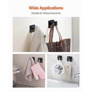 Ensemble d'accessoires de salle de bain 5 pièces en acier inoxydable noir mat, barre porte-serviettes de 24 pouces et 2 crochets pour peignoirs, accessoires de bain de qualité - Product Image 6