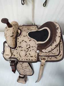 Selle Western en cuir façonnée à la main, motif floral tressé, pour la randonnée et le plaisir - Product Image 1