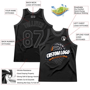Vente en gros directe OMMIZ INDUSTRY Maillot de basket-ball authentique rétro en acier noir de qualité supérieure personnalisé - Product Image 2