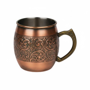 Élégante tasse en cuivre pur avec poignée, mug Moscow Mule pour bar à domicile, mugs à cocktails, mugs aux bienfaits ayurvédiques pour la santé - Product Image 1