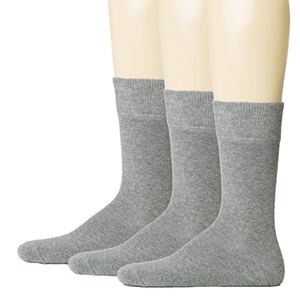 Men's Gray Crew <b>Socks</b> 100% Cotton <b>Breathable</b> Knitted Solid Regular Style Daily Wear Spring Season Standard Thickness - Product Image 1