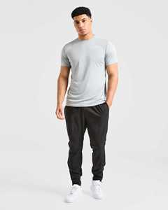 Conjunto de Camiseta y Pantalones Cortos para Hombre, Color Gris Claro, Ligero, Transpirable, Informal, de Dos Piezas, para Deportes y Fitness - Product Image 3