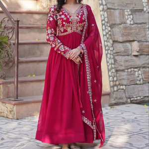 Indian Beaded Dress - Floor-Length Wedding Party Wear