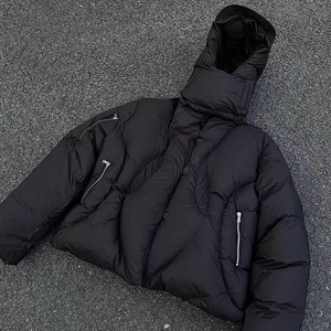 Custom <b>Men</b> Black <b>Puffer</b> <b>Jacket</b> Heavyweight Winter Parka Oversized Streetwear Tech Wear Minimalist High Quality Quilted Outwear - Product Image 6