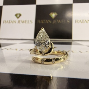 IGI Certified Diamond <b>Custom</b> Engagement <b>Rings</b> 1CT Pear Cut CVD Lab Diamond <b>Ring</b> 14K Real Gold Lab Grown Diamond <b>Ring</b> - Product Image 4