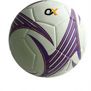 Balón de Fútbol Ox Talla 5 Blanco con Patrón Morado, Balón Resistente para Entrenamiento y Competición - Product Image 1