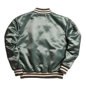<b>Men's</b> Navy Satin Varsity Jacket Regular Fit Stand Collar Covered Button Closure Solid Color Casual Style <b>Winter</b> Waterproof - Product Image 5