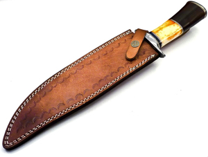 Cuchillo Bowie de Acero de Damasco Hecho a Mano con Mango de Madera de Palisandro, Hoja Recta, Funda de Cuero Fino, Cuchillo Vikingo para Exteriores, Precio al por Mayor - Product Image 5