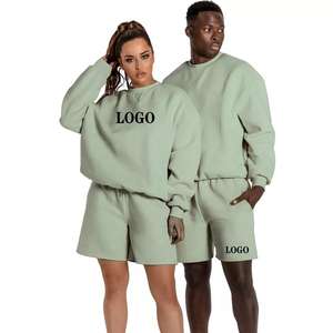 Conjunto Deportivo Unisex al por Mayor, Chándal con Logotipo Personalizado, Ropa Urbana para Hombre y Mujer, Sudadera con Capucha y Pantalones Cortos - Product Image 1