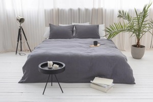 Ensemble de literie en lin de couleur neutre personnalisable, couleur unie, style hôtel de luxe, ensembles de housses de couette - Product Image 4