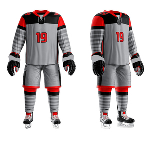 Uniformes de hockey sur glace en polyester imprimé unisexe, conçus sur mesure, vêtements de sport d'équipe, logo personnalisé, toutes tailles, fabriqués pour adultes, services OEM - Product Image 1
