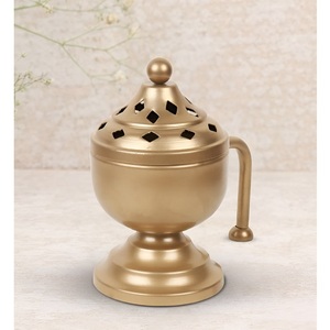 Brûleur d'encens de haute qualité avec poignée en bois, fait main, pour usage religieux, toutes saisons, pot à encens doré - Product Image 5