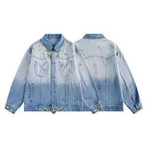 Denim Jean <b>Jacket</b> Casual Outwear Winter Fall Button Coat Oversize High Quality 100% Cotton Quick-drying Breathable - Product Image 3