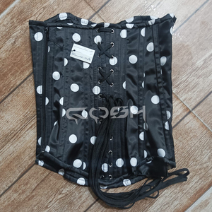 Nouvelle arrivée du corset noir à pois blancs avec baleines en acier. - Product Image 3