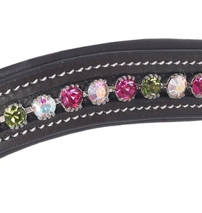 Bandeau en cuir équestre Annabelle, fuchsia, olivine, cristal irisé, vente chaude, fournisseur de haute qualité - Product Image 2