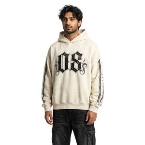 Sudadera con Capucha Personalizada con Número 16, Panel de Patchwork, Lavado Ácido Color Carbón, Felpa de Algodón, Estilo Retro Deportivo Urbano, Tono Suave - Product Image 4