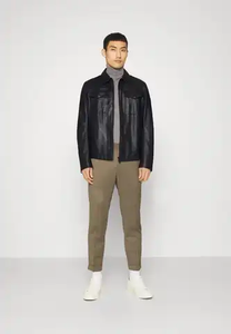 T-shirt décontracté pour homme à manches courtes en cuir véritable personnalisé, col rabattu, respirant, écologique, séchage rapide, automne, personnalisé - Product Image 2