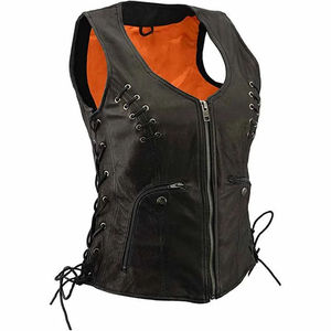 Chaleco de Motocicleta de Cuero Genuino para Hombre y Mujer, Chaqueta de Cuero Estilo Urbano con Relleno de Algodón Ecológico, Venta al por Mayor en Stock - Product Image 4