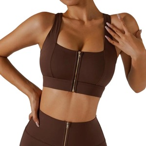Gym Wear Zipper Front Fitness Sports Bra for Women Best Quality Made in Pakistan <b>Elastic</b> Gym Bra OEM - Product Image 3