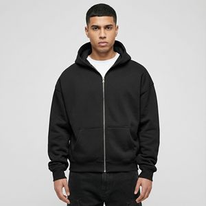 Sweat-shirt d'hiver personnalisé de haute qualité avec impression en relief, broderie de logo, coupe oversize, en coton, double fermeture éclair, molleton épais - Product Image 1