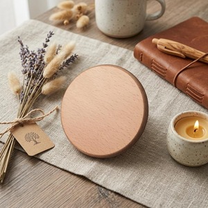 <b>Solid</b> <b>Wooden</b> Coaster Set For Farmhouse Kitchen Dining Room Living Room And Office <b>Desk</b> Use - Product Image 6