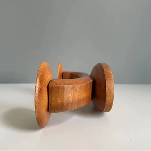 Candelabro Doble de Madera Rústico Hecho a Mano, Ecológico, con Forma de Diamante, Estilo Artístico Vintage, para Uso Religioso, Decoración Central - Product Image 6