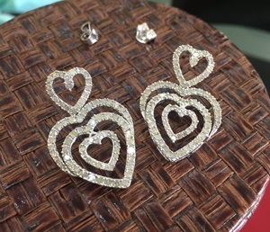 Pendientes Colgantes de Diamantes Redondos en Forma de Corazón para Mujer, 1.75 Cttw, Engaste de Puntas, Uso Diario, Plata de Ley 925, Joyería Moderna - Product Image 3