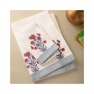 Paño de Cocina Floral Rojo de Algodón 40x60cm 180GSM 200TC Bordado, Servilleta de Té SA8000 BSCI, Bajo MOQ, OEM, ODM, Exportación, Pedidos al por Mayor - Product Image 3