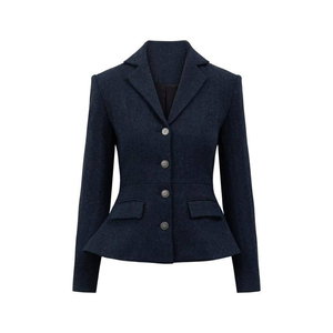 Blazer en laine pour femme Gentlemom, col en V, simple boutonnage, broderie à la main, tenue de bureau et d'affaires - Product Image 3