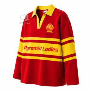 Camisa de rugby piqué para mujer NSPDK, con cuello, paneles de color en bloques, polo universitario de rugby, top deportivo con letras griegas bordadas - Product Image 2
