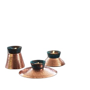 Bougeoir en cuivre rustique ensemble de 3 bougeoirs décoratifs en métal fête de mariage table Vintage décor à la maison Accent cadeau - Product Image 1
