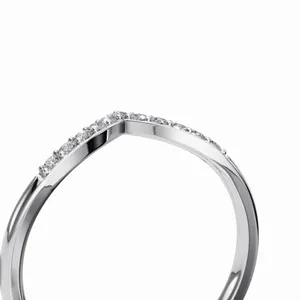 Victoria's V Shape Lab Grown Diamond Stackable <b>Ring</b> <b>11</b> Brilliant Cut Diamonds 18K White Gold Band IGI Certified Luxury <b>Ring</b> for - Product Image 4
