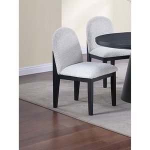 4pc <b>White</b> Finish Fabric <b>Dining</b> <b>Table</b> and 1pc <b>Round</b> <b>Table</b> with Cone Base 5pc <b>Dining</b> Set Featuring Plush Seats and Side Chairs - Product Image 2