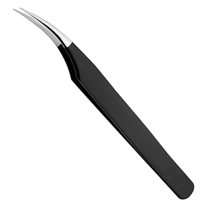 Pince à épiler professionnelle OEM en acier inoxydable courbé pour extensions de cils, pointe de précision fine, application classique et volume, durable - Product Image 1