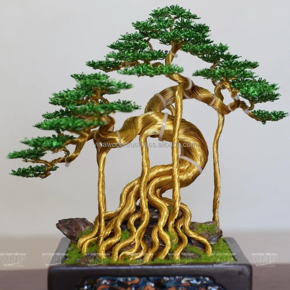 Ý tưởng mới Amazon người bán nhà máy nhân tạo đồng nhôm dây handmade Bonsai Cây chậu cho Bán Sỉ