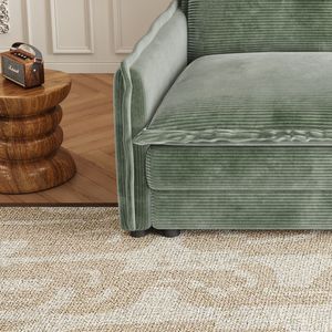 Divano a U in Tessuto Corduroy a 4 Posti, Set Comodo con Seduta Profonda, 2 Poggiapiedi Mobili, Divano Cloud Confortevole per Soggiorno - Product Image 4